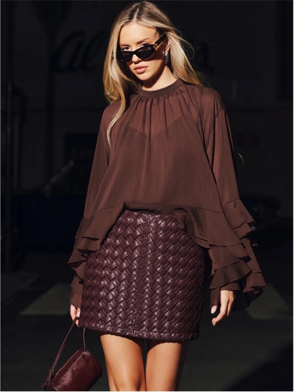 COMMENCE BOTTEGA WOVEN VEGAN LEATHER MINI